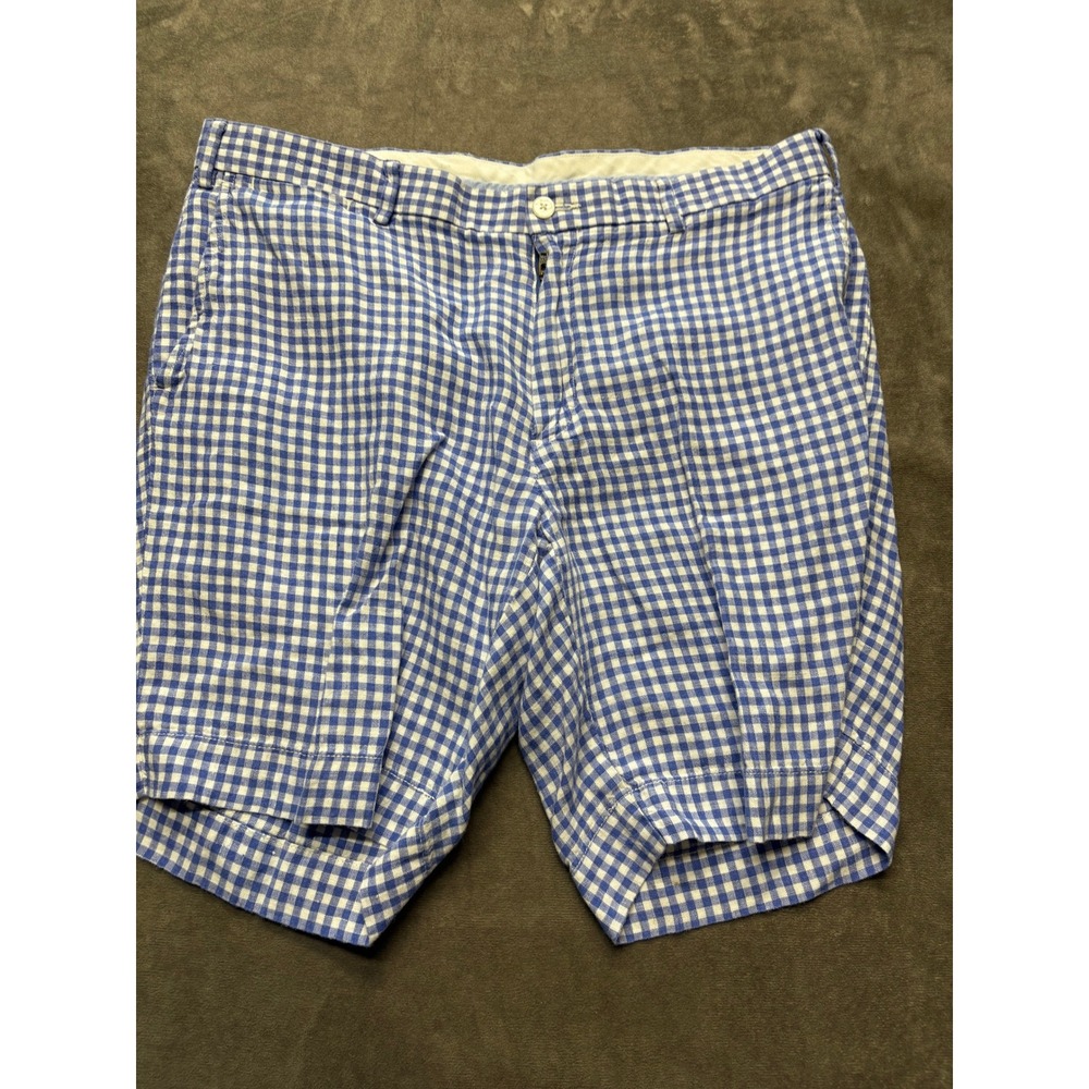 Polo Ralph Lauren Mens Gingham Straight‎ Fit Shorts Size 34 Blue White Classic